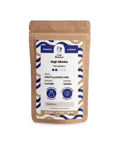 Caf Bonnac Caf En Grain thiopie Guji Uraga 500gr | 100% Arabica Lav | Notes Florales Agrumes Et Th Noir | Grand Cru D altitude | Torr faction Artisanale | Id al Machine Caf Grain 1 500 g (Lot de 1)