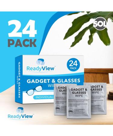 24pk Lens Wipes for Glasses & Gadgets | Individually Wrapped Glasses Cleaner | Spectacle & Gadgets Cleaner | Lenses Cleaning Wipes + SOL Sticker - Buy Online on GoSupps.com