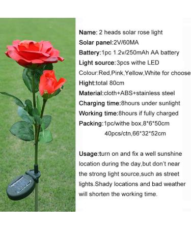 Solar Lawn Light 1 Pc 3 Heads Solar Rose Flower LED Outdoor Waterproof Light for Garden Yard Decoration 4color - Buy Online on GoSupps.com