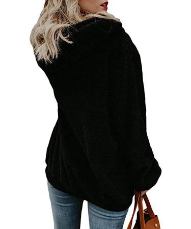 Cllios Women's Plus Size Hooded Fuzzy Fleece Jacket - 5XL Black - Buy Online on GoSupps.com
