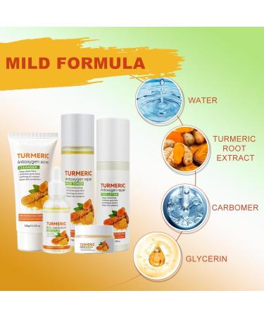HASAIKA Skincare Set Turmeric Skincare Set Turmeric Facial Care Set Moisturizing and Pore Refining Facial Care Products for All Skin Types 5 Set - Buy Online on GoSupps.com