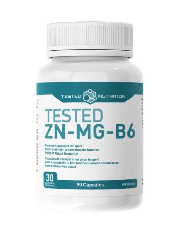 Tested Nutrition ZN-MG-B6 (ZMA) Capsules | Zinc Aspartate Zinc Methionine Magnesium Aspartate Vitamin B6 (Pyridoxine) | Sleep Support Strength Performance Recovery | 30 Servings (90 Capsules) 90 count (Pack of 1)