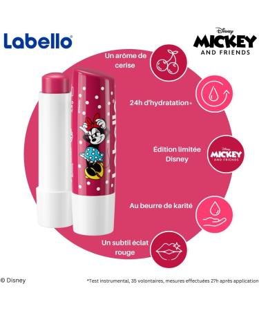LABELLO Cherry Shine Minnie Mouse Limited Edition Disney (1 x 4.8g) Cherry Scented Moisturizing Lip Balm for Kids Nourishing Lip Balm Long Lasting Hydration - Buy Online on GoSupps.com