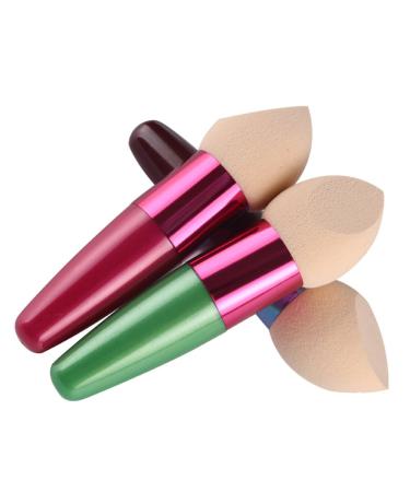 Scala Foundation Makeup Sponge Eco Blender Beauty Cosmetics Egg Puff Make Up Sponge Brush (3pcs Green+Rose+Brown)