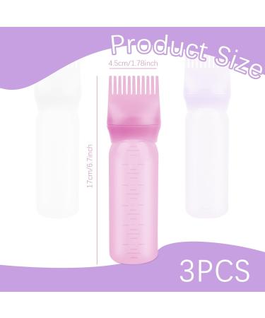 Ukofew 3-Piece Hair Oil Applicator Set - 160ml Bottles for Precise Hair Oiling & Coloring - Root Ridge Applicator in White Purple Pink - Buy Online on GoSupps.com