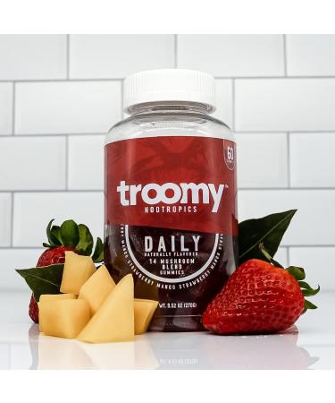Troomy 14 Mushroom Blend Gummies 60ct - Mango Strawberry Flavor | Gelatin-Free, Gluten-Free, Vegetarian - Buy Online on GoSupps.com
