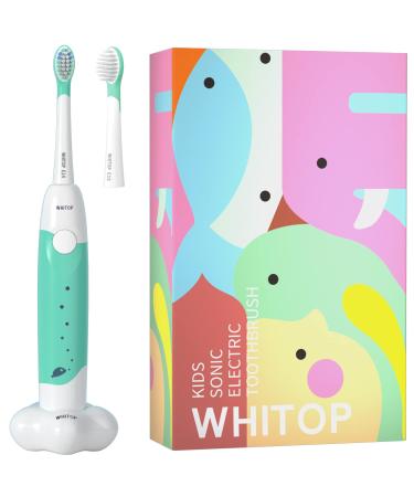WHITOP ED01 Little Fish Kids Electric Toothbrush with Timer  IPX8 Waterproof  3 Modes Rechargeable Sonic Electronic Power Toothbrushes  Wireless Charging Automatic Toothbrush for Boys and Girls Green