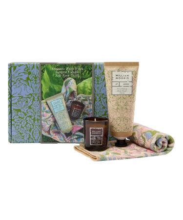 William Morris At Home Forest Bathing Refresh & Reset Bathtime Set | Candle 30g Body Wash 100ml Face Towel Forest Bathing Bathtime Set