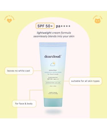 dearcloud Tone Blur Essence Sunscreen Duo SPF 50 (1.69 fl oz) Korean Sunscreen for Face with Aloe & Cica Blurring Primer (2 Pack) - Buy Online on GoSupps.com