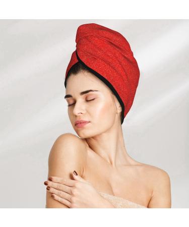 Red Glitter Hair Towel Wrap - Fast Drying Hair Turban with Button | Perfect Hair Drying Solution - Buy Online on GoSupps.com