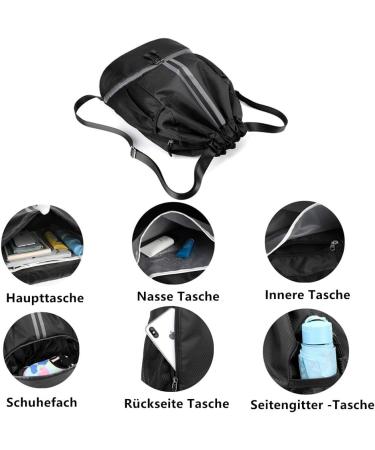 Allzbst Waterproof Gym Bag & Sports Backpack for Men & Women | Football Bag with Cord | Black Sports Bag - Buy Online on GoSupps.com