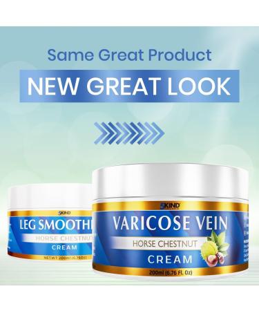 5Kind Professional Varicose Veins Cream (200ml) - Natural Treatment for Legs with Horse Chestnut - Spider Vein Cream with 7 Active Ingredients - Buy Online on GoSupps.com