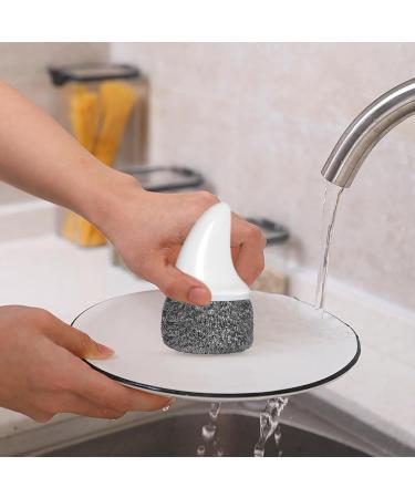 Besreey Stainless Steel Pot Scrubber | Stainless Steel Scrubber Pot Brush with Handle - Scouring Stubborn Messes Kitchen Brush Replaceable for Pans Barbecue Grill Grey - Buy Online on GoSupps.com