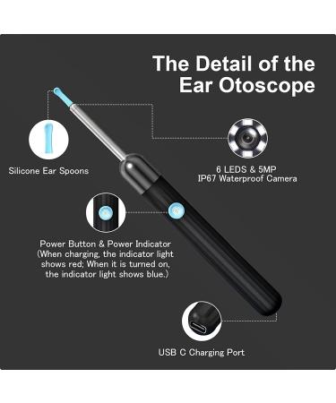 QDCFY Otoscope Ear Camera 1080P HD - 3.5mm Ear Cleaning Tool for iOS & Android Smartphones - White & Black - Buy Online on GoSupps.com