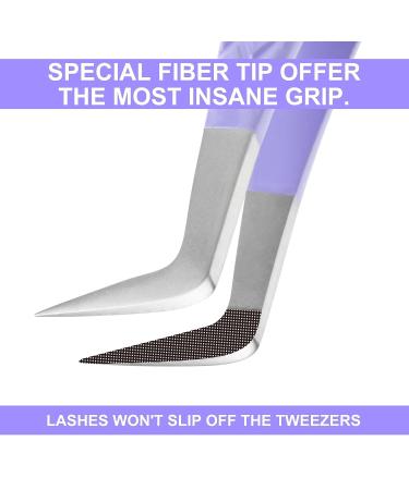 Fiber Tip Lash Tweezers - Professional Eyelash Extension Tool for Precision Work | Purple 90 Degree Volume Tweezers - Buy Online on GoSupps.com