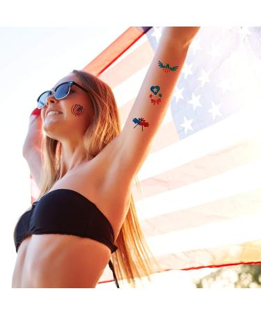 ZERHOK 4th of July Temporary Tattoos - 12 Sheet American Flag Design for Independence Day Party Supplies - Buy Online on GoSupps.com