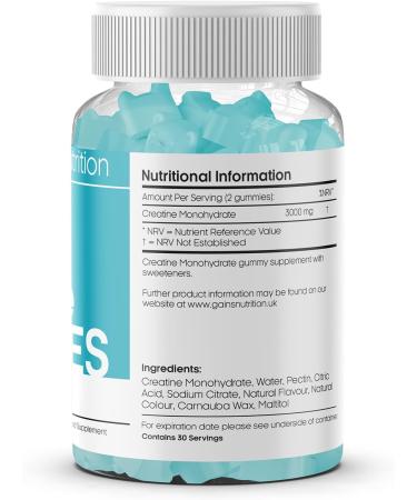 Creatine Gummies: 3000mg Monohydrate for Men & Women - 60 Chewables - Vegan & Natural Berry Flavor - Buy Online on GoSupps.com