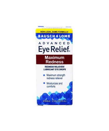 Bausch + Lomb Advanced Eye Relief Maximum Redness Redness Reliever Lubricant Eye Drops from for Dry Eyes & Redness Relief 0.5 Fl Oz (15 mL)