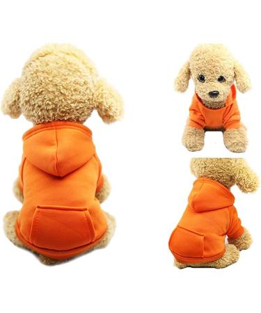 JECIKELON Winter Dog Hoodie Sweater with Bags - Warm Orange Coat for Small Dogs & Puppies - Chihuahua Clothing & Costume (Medium) - Buy Online on GoSupps.com