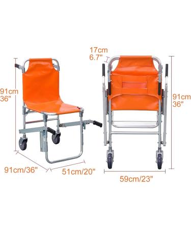 Yclty Collapsible Lightweight Ambulance Stair Chair - Portable Foldable EMS Medical Lift for Seniors - Aluminum Design with Soft Orange Back - Buy Online on GoSupps.com