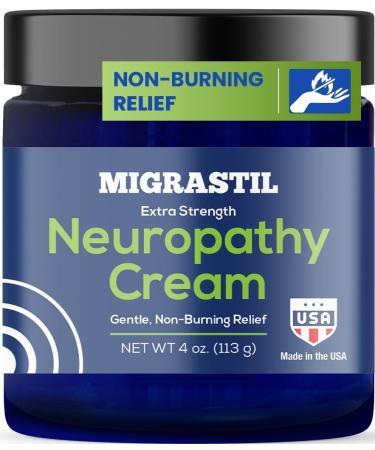 Basic Vigor Migrastil Neuropathy Relief Cream Extra Strength for Feet Legs and Hands. Made in The USA. Vegan and Cruelty-Free Non-Greasy Gentle Non-Burning with Cooling Effect (4 oz.)