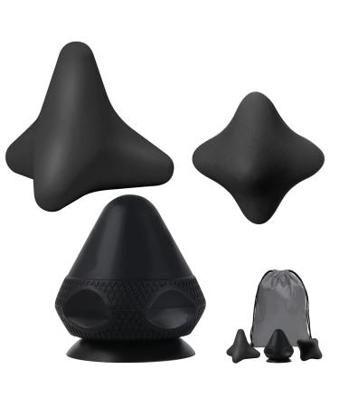 Rymall trigger point presser massage device 3 pieces painless presser set with suction cup & bag for muscle pain and tension osteopressure presser for self -massage (black) dark black