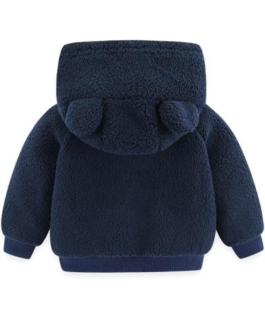 Cartoon Fleece Hooded Jacket for Newborns and Infants | Warm Toddler Outwear Coat | Navy Blue, 9-12 Months - Buy Online on GoSupps.com