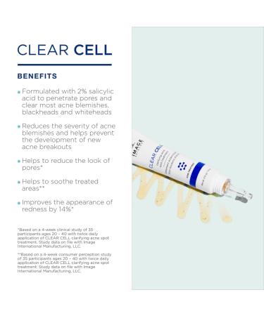 IMAGE Skincare CLEAR CELL Clarifying Acne Spot Treatment 0.5 oz - Salicylic Acid Formula for Existing and Preventing New Blemishes - Buy Online on GoSupps.com