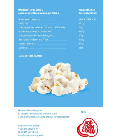 Popcornloop Popcorn Sack Salzig - 40 Ready-to-Use Free Popcorn Bags for Events Parties & Festivals - Perfect Snack for Every Occasion - Buy Online on GoSupps.com