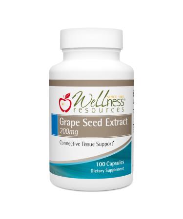 Wellness Resources Grape Seed Extract Supplement Highest Potency 95% OPC Supports Skin and Tissue Health Vein Health and Immunity (100 Capsules 200mg per Capsule)