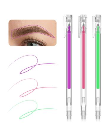 Brow Mapping Pen 3 Colors Eyebrow Lip Positioning Pen Brow Gel Pen for Brow Mapping Microblading Eyebrow Marker Pen Eyebrow Permanent Makeup Position Mapping Mark Tools