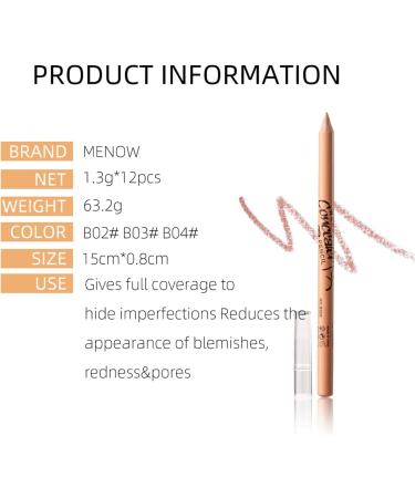 Concealer Pencil XIXIAN 12Pcs x 1.3g Wooden Pole Concealer Pencils Under-eye Pen Full Coverage Hide Imperfections Waterproof Long-lasting Highlight Pen B02 - Buy Online on GoSupps.com