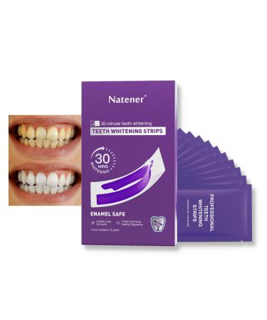 Purple Teeth Whitening Strips - Enamel Safe for Sensitive Tooth - with Non-Slip Dry Strip Technology - Deep Stains Removal Teeth Whitening 15 Teatments (30 Strips)
