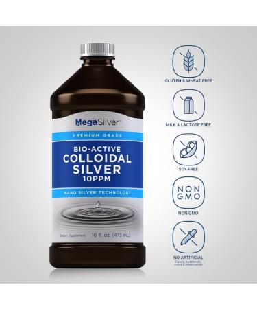 Piping Rock Colloidal Silver Liquid 16 fl oz | 10 PPM Bio-Active Nano Silver Supplement - Non-GMO & Gluten-Free - Buy Online on GoSupps.com