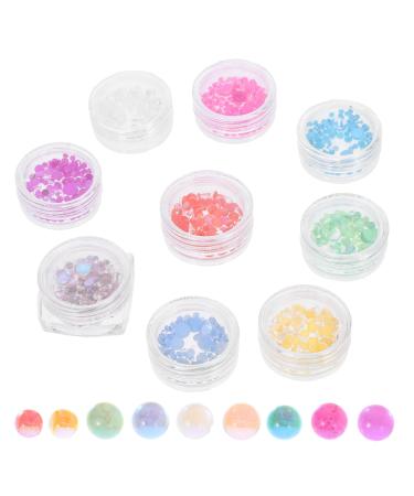 HAPINARY 9 Boxes Nail Decoration Jewelry Nail Beads for Nail Art Nail Jewels Beads for Nails Nail Gems Gemstones for Nails Mini Beads Nail Art Beads Kit Glass Macaron Accessories