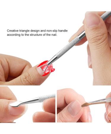 Double Ends Stainless Steel Triangle Cuticle Peeler Scraper Dead Skin Pusher Remove Gel Nail Polish Nail Art Remover Tool Practical and Popular Durability and practicality - Buy Online on GoSupps.com
