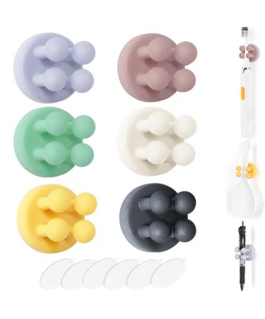 Aot 6 piece of glue hooks wall hook silicone toothbrush holder hook self -adhesive elastic cable holder key hook pen holder razor bracket shower for bathroom kitchen secretariat (6 colors) multi -colored - Buy Online on GoSupps.com