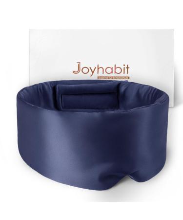 Joyhabit silk sleep mask for men and women extra large and adjustable eye mask in a cloud curve design for breaks and night sleep deep night blue