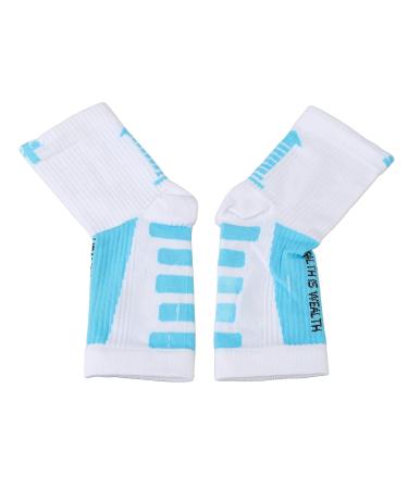 Foot Sleeve for Flexible Movement - Sectional Compression Sports Heel Socks (White & Blue) | Enhance Performance & Comfort - Buy Online on GoSupps.com