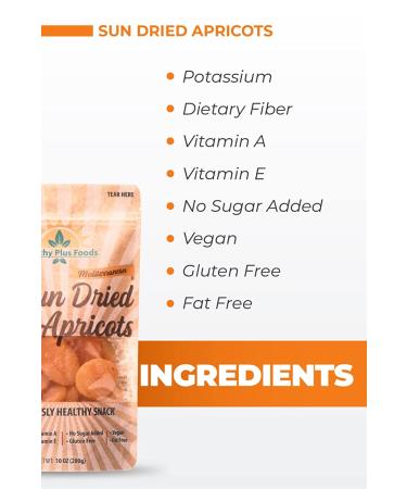 Healthy Plus Foods Dried Apricots 10oz - Sun Dried, Resealable Bag, No Sugar Added - Buy Online on GoSupps.com