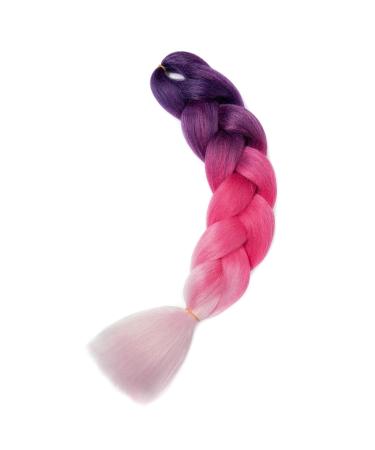 Gairyan Jumbo Braids Extensions 100g - 60cm Ombre Synthetic Braiding Hair for Box & Crochet Braid - Purple Rose Red & Pink - 1 Piece Afro Hair - Buy Online on GoSupps.com