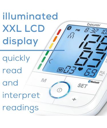 Beurer BM67 Upper Arm Blood Pressure Monitor with Large Cuff and Bluetooth | Digital XL LCD Display | Home BP Machine Kit with Patented Technology - White - Buy Online on GoSupps.com