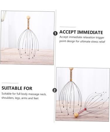 COLLBATH 6pcs Massager Hand Scrubber & Scalp Massage Brush - Multifunctional Hair Washing Tool | Steel & Wood - Buy Online on GoSupps.com