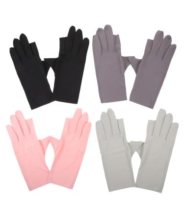 Housoutil 4 Pairs nail UV gloves nail gel Nylon Nail supplies breathable thin section Anti-UV summer sun protection gloves nail protection nail art accessory Accessories gel