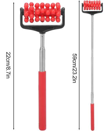 Adjustable Telescopic Back Massage Roller - Relief for Muscle Fatigue & Pain | Portable Manual Massage Device for Men & Women (22cm-59cm Red) - Buy Online on GoSupps.com