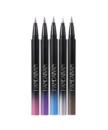 Weppduk Waterproof Liquid Eyeliners, Colorful Eyeliners Set | 5 Colors Eyeliner Pencil Set, Waterproof Eye Pencil - Glitter Eyeliner Pencil, Long Lasting