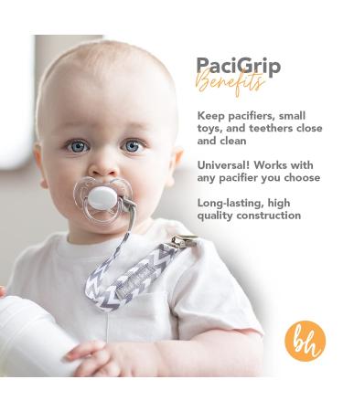 BooginHead Baby PaciGrip Pacifier Clip - Chevron Gray - Buy Online on GoSupps.com