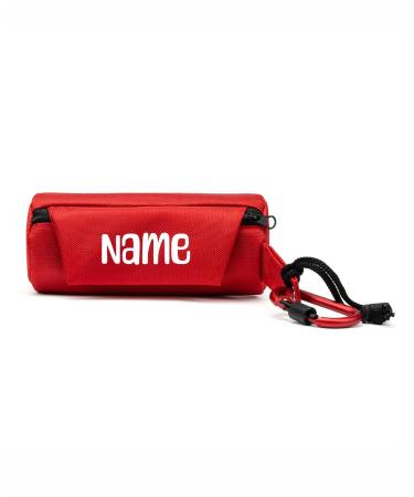 Liono feed bag for dogs made of durable textile fabric 18x7x7 cm treat with zipper & Velcro fastener water -repellent snack bag with a carabin hook red (name print) red (with name print)