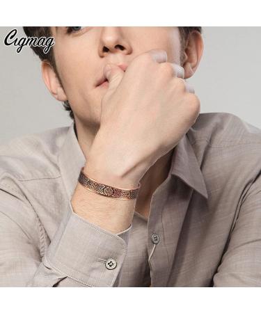 Cigmag Lymphatic Drainage Magnetic Bracelet for Men | Ultra Strength 99% Pure Copper | Adjustable Brazaletes | Celtic Knot Design | Gift Box Included - Buy Online on GoSupps.com