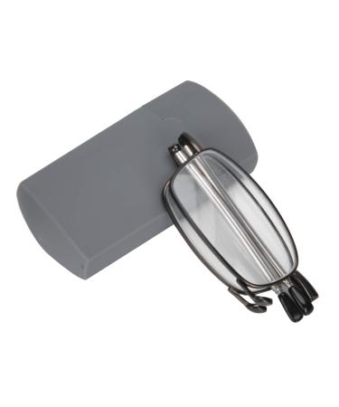 Filfeel foldable reading glasses stainless steel anti-slip folding readers men women unisex glasses for older people with storage box-resin lens +200 gray